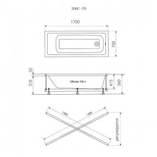 Акриловая ванна Triton Элис Щ0000066028 170x70 см белый